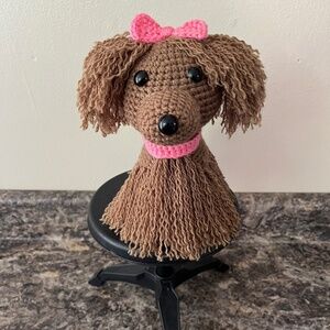 Handmade crocheted brown dog